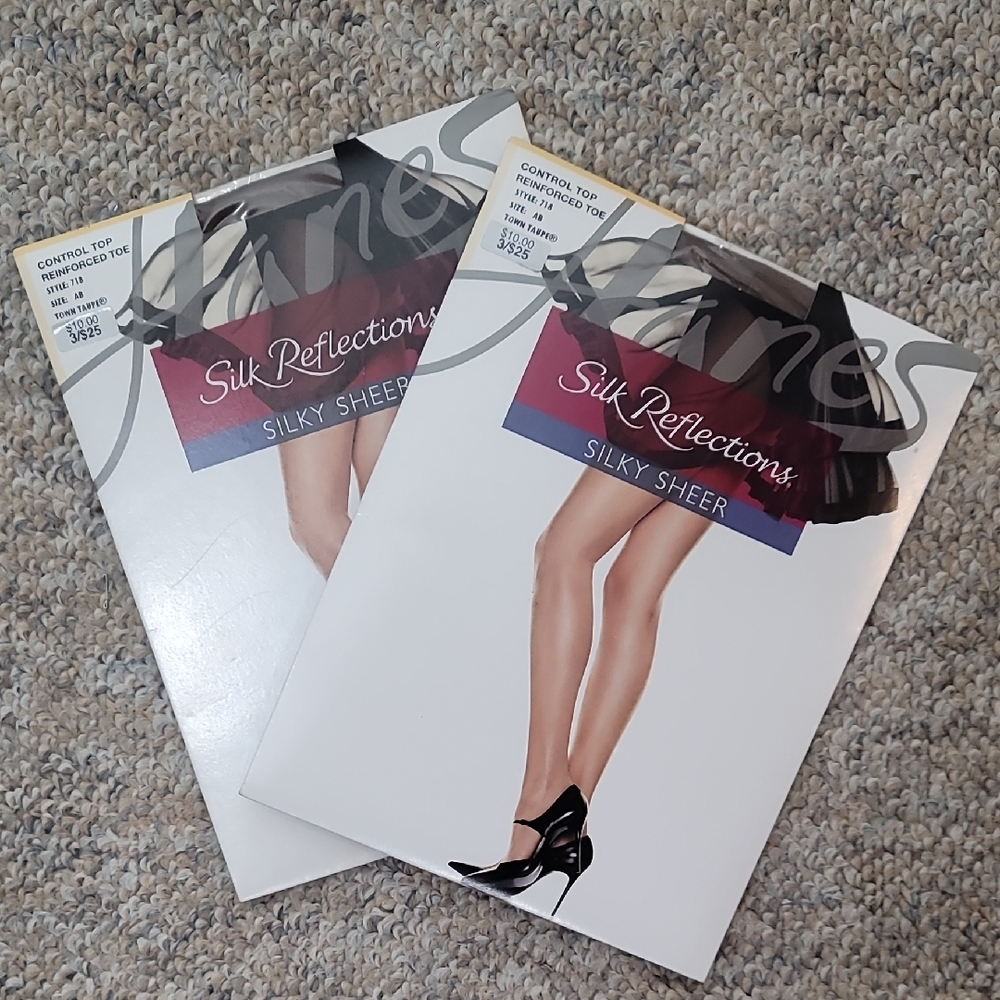 Hanes Silk Reflections Silky Sheer Women's Tights - Town Taupe, 2 pair, size AB
